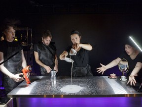 Scapegoat Carnivale's object-theatre production of Sapientia won the Outstanding Independent Production award, as well as an Outstanding Contribution to Theatre award for Evan Stepanian. Left to right: Paul Van Dyck, Robert Leveroos, Alexandra Petrachuk and Alison Darcy.