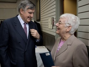 Lucien Bouchard reminisces with Sister Nicole Fournier at Accueil Bonneau in Montreal on Monday October 15, 2018.