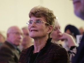 Margaret Gilliam listens on as McGill University's Macdonald Campus announced that its Institute for Global Food Security will be named in her honour as a thanks for her recent $5 million donation.