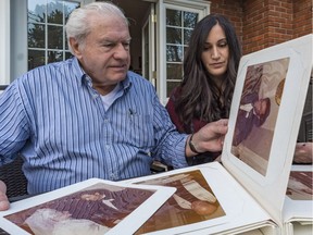 Dalia Giorgi looks through her parents' wedding album with her father, Romano Giorgi. His wife, Gaby Ettedgui Giorgi, lost her life to leukemia four weeks ago.