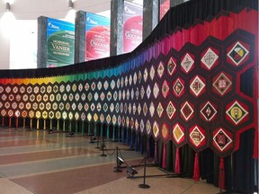 The Quilt of Belonging snakes down the public hallway in Ottawa City Hall last year during two-week-long Canada Day celebrations. 
( Photo courtesy of Meredith Royds )