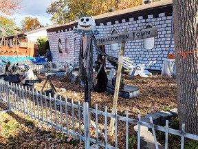 Pierrefonds resident Tim Coochey salvaged his Halloween decorations following the devastating 2017 Spring flooding and has installed a haunted house on Des Maçons St.