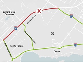 Highway 40 will be closed to all traffic at 6 p.m. on Saturday, Nov. 3, from St-Jean Blvd. in Pointe-Claire to the intersection of Highway 13. The reopening is scheduled just before the rush hour on Monday, Nov. 5.