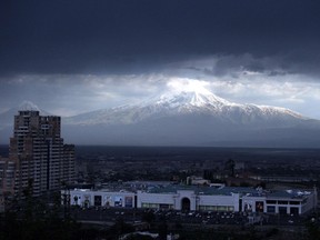 A view of Mount Ararat from Armenia. Armenians have an immense pride in the role their ancestors played in the early history of wine.