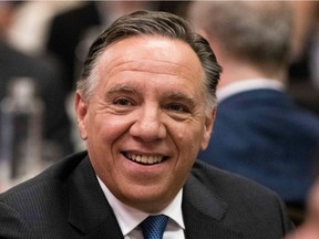 This file photo shows  CAQ Leader François Legault during a conference at Plaza-Centreville in Montreal on Sept. 28.