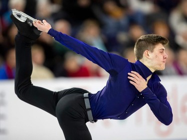 Canada's Roman Sadovsky skates his short program at the 2018 Skate Canada International ISU Grand Prix event in Laval, Quebec, October 26, 2018.
