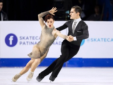 Marie-Jade Lauriault and Romain Le Gac of France perform their rhythm dance at the 2018 Skate Canada International ISU Grand Prix event in Laval, Quebec, October 26, 2018.