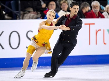 Canada's Piper Gilles and Paul Poirier perform their rhythm dance at the 2018 Skate Canada International ISU Grand Prix event in Laval, Quebec, October 26, 2018.