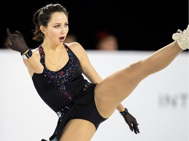 Elizaveta Tuktamysheva of Russia performs her rhythm dance at the 2018 Skate Canada International ISU Grand Prix event in Laval, Quebec, on October 26, 2018.