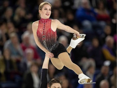 Ekaterina Alexandrovskaya and Harley Windsor of Australia perform their free skate during the pairs competition at the 2018 Skate Canada International ISU Grand Prix event in Laval, Quebec, October 27, 2018.