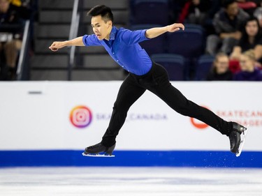 Canada's Nam Nguyen performs his free skate at the 2018 Skate Canada International ISU Grand Prix event in Laval, Quebec, October 27, 2018.