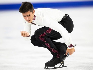 Daniel Samohin of Israel performs his free skate at the 2018 Skate Canada International ISU Grand Prix event in Laval on Saturday, Oct. 27, 2018.