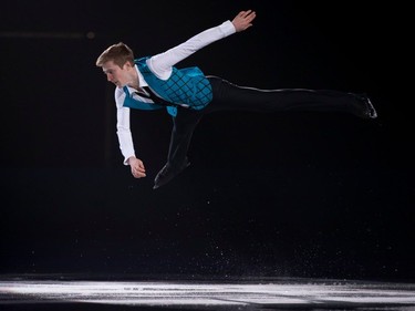 Alexander Samarin of Russia performs during the exhibition gala at the 2018 Skate Canada International ISU Grand Prix event in Laval on Sunday, Oct. 28, 2018.