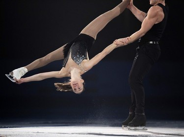 Evelyn Walsh and Trennt Michaud of Canada perform during the exhibition gala at the 2018 Skate Canada International ISU Grand Prix event in Laval on Sunday, Oct. 28, 2018.