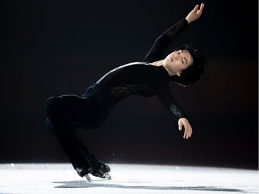 Men's bronze medalist Cha Jun-hwan of Korea performs during the exhibition gala at the 2018 Skate Canada International ISU Grand Prix event in Laval on Sunday, Oct. 28, 2018.