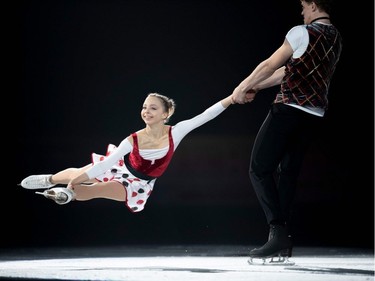 Aleksandra Boikova and Dmitrii Kozlovskii of Russia perform during the exhibition gala at the 2018 Skate Canada International ISU Grand Prix event in Laval on Sunday, Oct. 28, 2018.