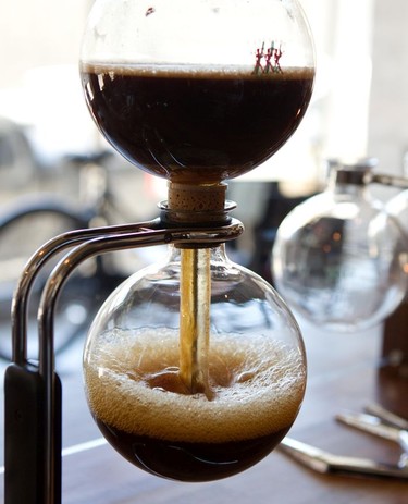 The siphon coffee in process at Cafe Falco in Mile End.