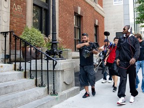 Boxer Chad Dawson walks down Peel St to Club Sportif MAA in Montreal in 2010 to practice for the WBC title bout against Jean Pascal at the Bell Centre.