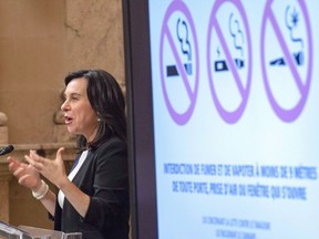 Montreal Mayor Valerie Plante outlines the city's policy on cannabis at a news conference Wednesday, October 10, 2018 in Montreal. When cannabis becomes legal across Canada next Wednesday, pot smokers in Quebec will wake up to a legal framework that is one of the strictest in the country - and is set to get even tougher. THE CANADIAN PRESS/Ryan Remiorz ORG XMIT: CPT120