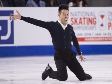 Canada's Nam Nguyen performs his short program in the men's competition at Skate Canada International in Laval, Que. on Friday, October 26, 2018.