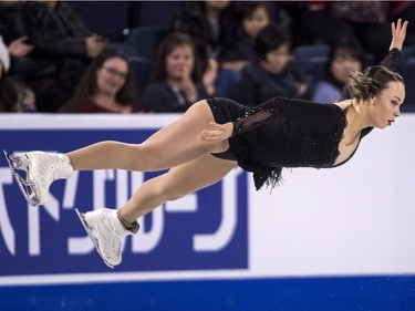 Canada's Alicia Pineault performs her women's short program in competition at Skate Canada International in Laval, Que., on Friday, Oct. 26, 2018.