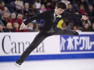 Canada's Keegan Messing performs his free program in the men's competition at Skate Canada International in Laval on Saturday, Oct. 27, 2018.