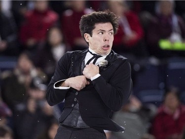 Canada's Keegan Messing performs his free program in the men's competition at Skate Canada International in Laval on Saturday, Oct. 27, 2018.