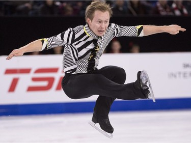 Alexander Majorov of Sweden performs his free program in the men's competition at Skate Canada International in Laval on Saturday, Oct. 27, 2018.