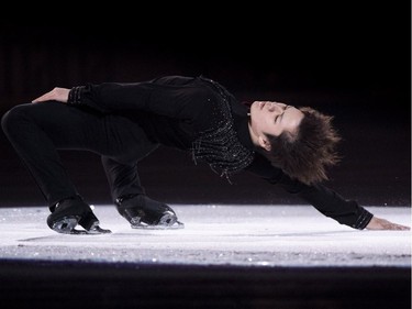 Men's gold medalist Shoma Uno of Japan performs in the closing gala at Skate Canada International in Laval on Sunday, Oct. 28, 2018.