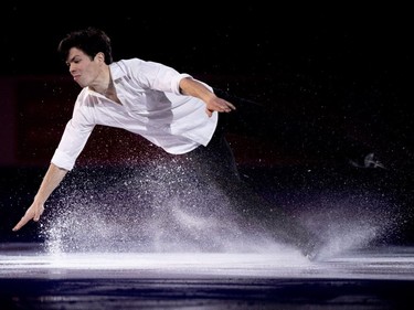 Men's silver medalist Canada's Keegan Messing performs in the closing gala at Skate Canada International in Laval on Sunday, Oct. 28, 2018.