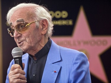 Charles Aznavour receive his star on the Hollywood Walk of Fame in Los Angeles in 2017.