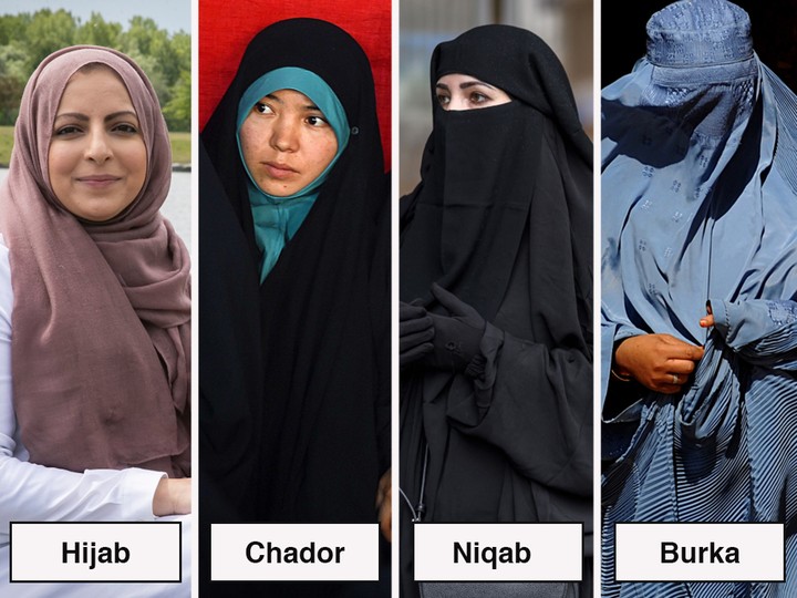  Muslim women in various head coverings.