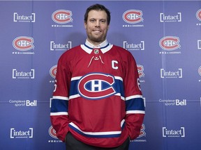 Canadiens defenceman Shea Weber poses for photo following a news conference on Oct. 1, 2018 in Brossard announcing him as the 30th captain in franchise history.