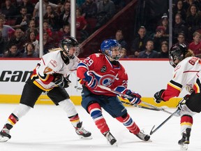 Marie-Philip Poulin scored the only of the game as Les Canadiennes blanked the Calgary Inferno 1-0 in a Canadian Womenís Hockey League game at the Bell Centre on Saturday, Dec. 10, 2017.