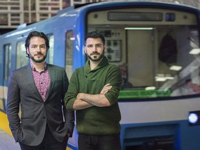 Frédéric, left, and Étienne Morin-Bordeleau, co-founders of Project MR-63. A few of the 50-year-old Montreal métro cars will be getting second lives.