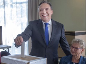 Coalition Avenir du Quebec leader Francois Legault casts his ballot Monday, October 1, 2018 in L'Assomption, Que.as Quebecers go to the polls in the provincial election.