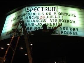 Matthew Alcalde changes the artist names after the Saturday night shows just after midnight on the Spectrum marquee in 2007. It closed soon after.