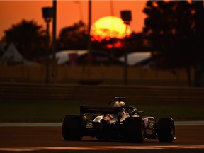 Lewis Hamilton of Great Britain driving the (44) Mercedes AMG Petronas F1 Team Mercedes WO9 on track during qualifying for the Abu Dhabi Formula One Grand Prix  on November 24, 2018 in Abu Dhabi, United Arab Emirates.