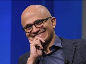 Microsoft CEO Satya Nadella smiles during the question and answer portion of the Microsoft Annual Shareholders Meeting at the Meydenbauer Center on November 28, 2018 in Bellevue, Washington.