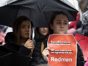 This protest of the Redmen name at McGill University on Oct. 31 was followed by a student referendum that ended with 78 per cent in favour of changing the name. Profs followed with a 100-name letter demanding the same.