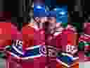 Canadiens centre Jesperi Kotkaniemi is congratulated by teammate Andrew Shaw  at the end of the game at the Bell Centre in Montreal on Nov. 1, 2018. Kotkaniemi scored two goals in a 6-4 win over the Washington Capitals. 