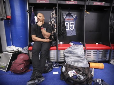 Alouettes defensive end John Bowman takes in the scene as players cleaned out their lockers at the Olympic Stadium in Montreal on Sunday, Nov. 4, 2018. The Als missed the CFL playoffs for the fourth straight year.