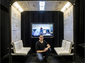 Theo Chauvirey, Concordia master's student in Design and Computation Arts, is exhibiting his Projet MR-30, a full-scale model of a section of a métro car using mycelium-based material (mushroom roots).