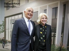 Aldo Bensadoun, founder of the Aldo shoe chain, with his wife Dianne Bibeau at an event dedicating a school of retail management in his name at McGill University on Friday November 16, 2018.