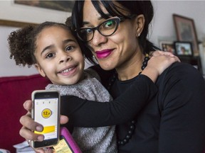 Michaella Etienne's pre-school daughter Annie, in Côte-St-Luc on Friday November 16, 2018, has a rare form of diabetes that requires constant monitoring of her blood sugar, but the provincial government won't cover the round-the-clock surveillance under medicare because it costs more than $5,000 a year.
