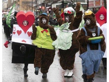 Participants take part in the Santa Claus Parade along Ste-Catherine St. in Montreal on Saturday, Nov. 17, 2018.