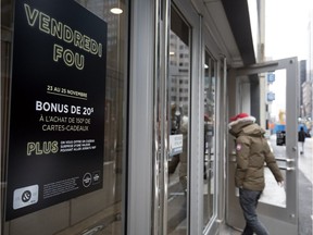 Signs for Black Friday sales have been up since last week in some downtown Montreal shopping centres.