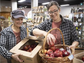 Que De Bonnes Choses co-owners Heidi Niderost, left, and Gwen Giberson at their Hudson's renovated and expanded health food market and bistro.