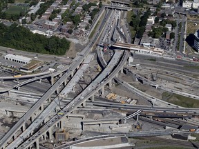 MONTREAL, QUE.: JULY 19, 2018-- The Saint-Jacques Street overpass being built over the Decarie Expressway as part of the Turcot Interchange project is seen in an aerial view in Montreal on Thursday July 19, 2018. (Allen McInnis / MONTREAL GAZETTE) ORG XMIT: 61081