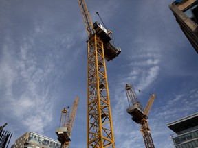 Construction cranes fill the sky as condo projects are built in Old Montreal on Thursday, September 27, 2018. (Allen McInnis / MONTREAL GAZETTE) ORG XMIT: 60